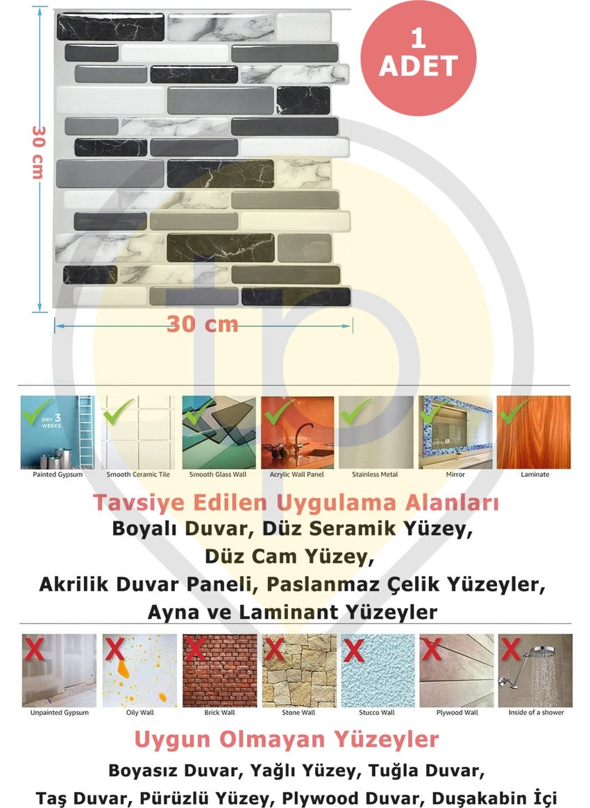 Trendpoint 3D 30×30CM غطاء سطح المطبخ ذاتي اللصق مظهر الفسيفساء الحمام  - Image 5