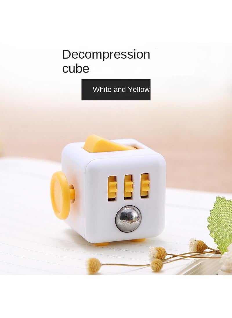 Y&D - Unzip Rubik's Cube Toy Fidget Cube Adult Decompression Game Dice-White Orange Yellow - Image 1