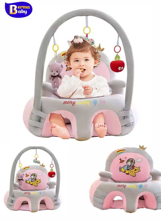 Berma Baby Baby Sitting Support Seat Sofa With Toys Rack, Infant Learning Chair , PP Cotton Filling, Perfect Toddler Gift to Learn to Sit  - Image 1