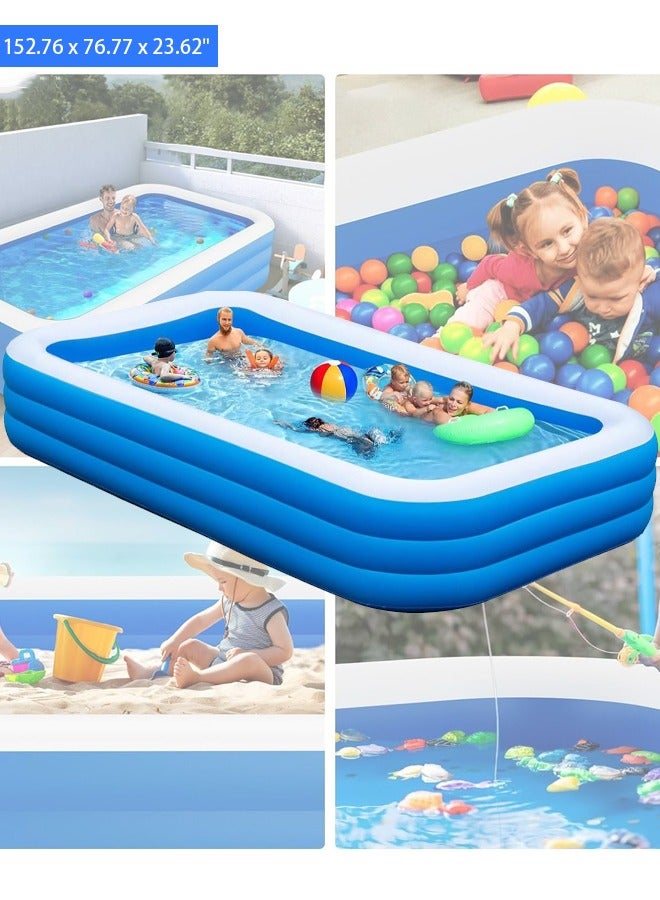 Inflatable Swimming Pool Large Blow up Pool Above Ground Swimming Pool for Family Pools for Kid 152.76 x 76.77 x 23.62" Full-Sized Inflatable Pool for Toddler for Outdoors Backyard  - Image 1