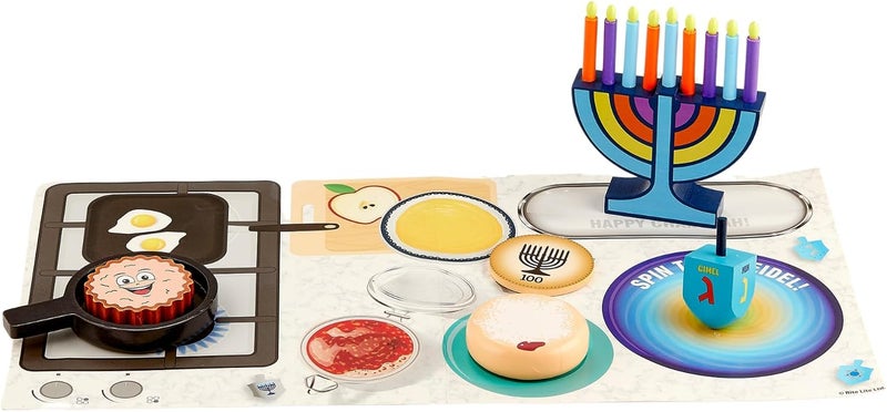 Rite Lite My Mini Wood Menorah Deluxe Set with Removable Wood Candles with Jelly Doughnut, Dreidel, Pan, Latke, Gelt Coin Decor Hanukkah Gifts Decorations Centerpiece Jewish Holiday Party Favors - Image 3