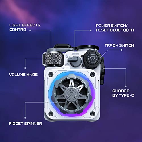 Muzen Cyber Cube-Pro Bluetooth Speaker, Bluetooth 5.0, Portable Speaker with Fidget Spinner, Crystal Clear Sound with RGB Led Light Wireless Speaker, Waterproof Speakers for Indoor Outdoor - Image 4