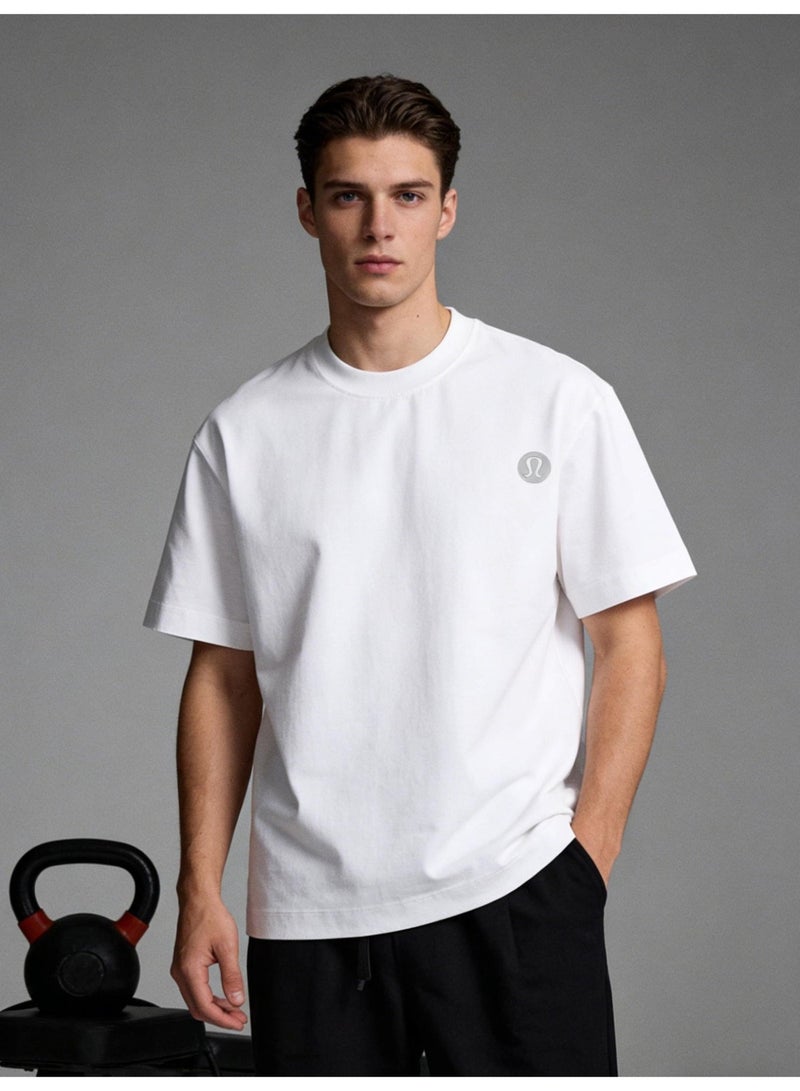 Lululemon unisex short sleeved round neck T-shirt, casual sports top, suitable for daily use and fitness, made of soft and breathable cotton that absorbs sweat - Image 2