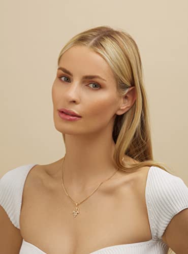 Barzel Hamsa Necklace for Women & Men 18K Gold Plated Flat Mariner/Marina 060 3MM Chain Necklace With Cubic Zirconia Hamsa Hand Pendant (Hamsa, 18) - Image 4