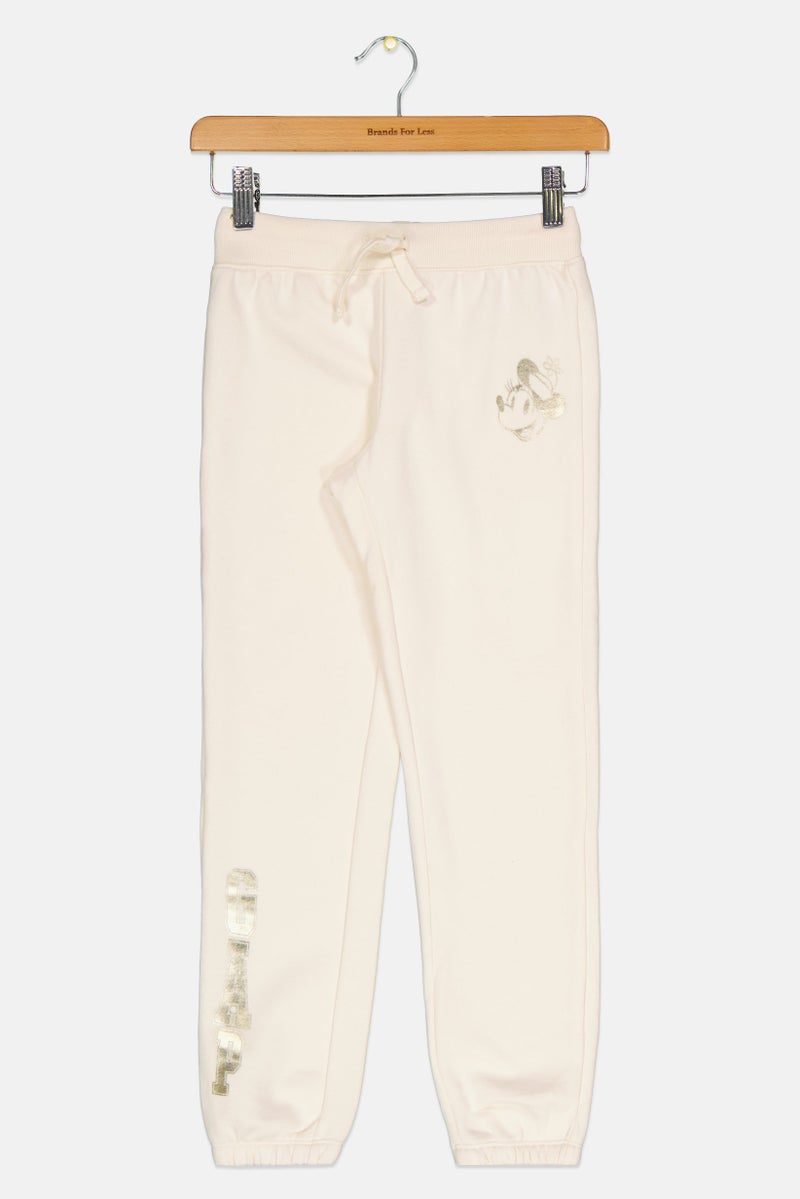 GAP Disney X Gap Kids Girl Graphic Print Drawstring Sweatpants, Off White  - Image 1