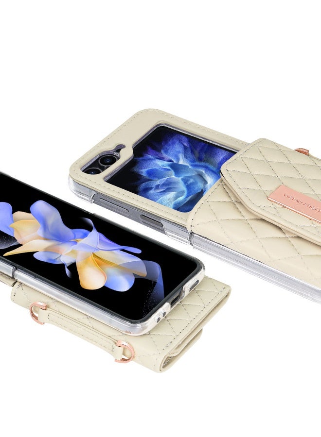 general for Samsung Galaxy Z Flip 6 Wallet Case with Built-in Leather Cash Slot and Credit Card Holder, Adjustable Crossbody Strap, Hinge Protection for Women Ladies - Image 2