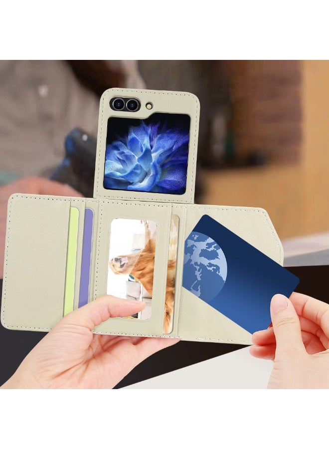 general for Samsung Galaxy Z Flip 6 Wallet Case with Built-in Leather Cash Slot and Credit Card Holder, Adjustable Crossbody Strap, Hinge Protection for Women Ladies - Image 3