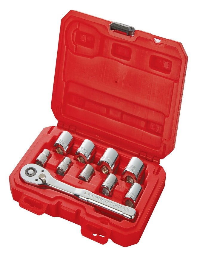 CRAFTSMAN Mechanics Tool Set with 72-tooth Low Profile Ratchet, SAE, 3/8 Inch Drive, 10 Piece (CMMT34563) - Image 5