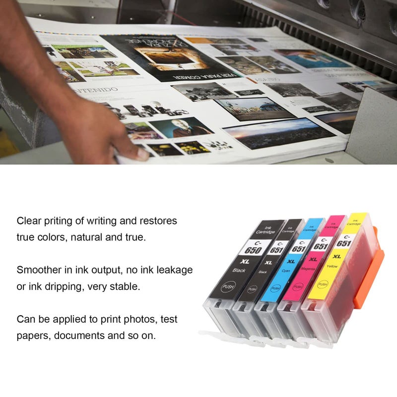 Improved 5 Color Ink Cartridge Set BK C M Y for MG5460 MG5560 MG5660 Smoother Print Clear Text - Image 3