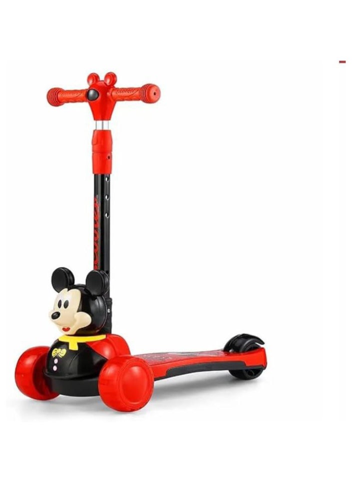 Generic - A scooter for kids aged 2 to 12 years, equipped with three lightweight wheels and fun music, suitable for both boys and girls aged 3 and above, in the distinctive Mickey red color! - Image 1