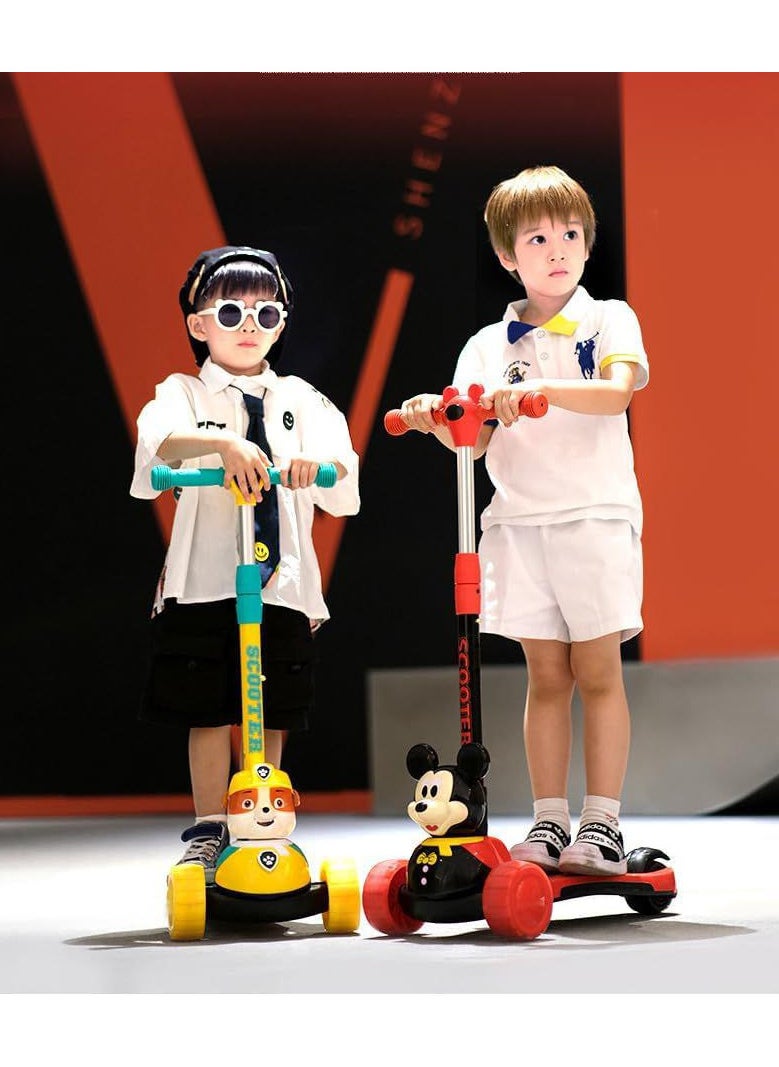 Generic - A scooter for kids aged 2 to 12 years, equipped with three lightweight wheels and fun music, suitable for both boys and girls aged 3 and above, in the distinctive Mickey red color! - Image 1