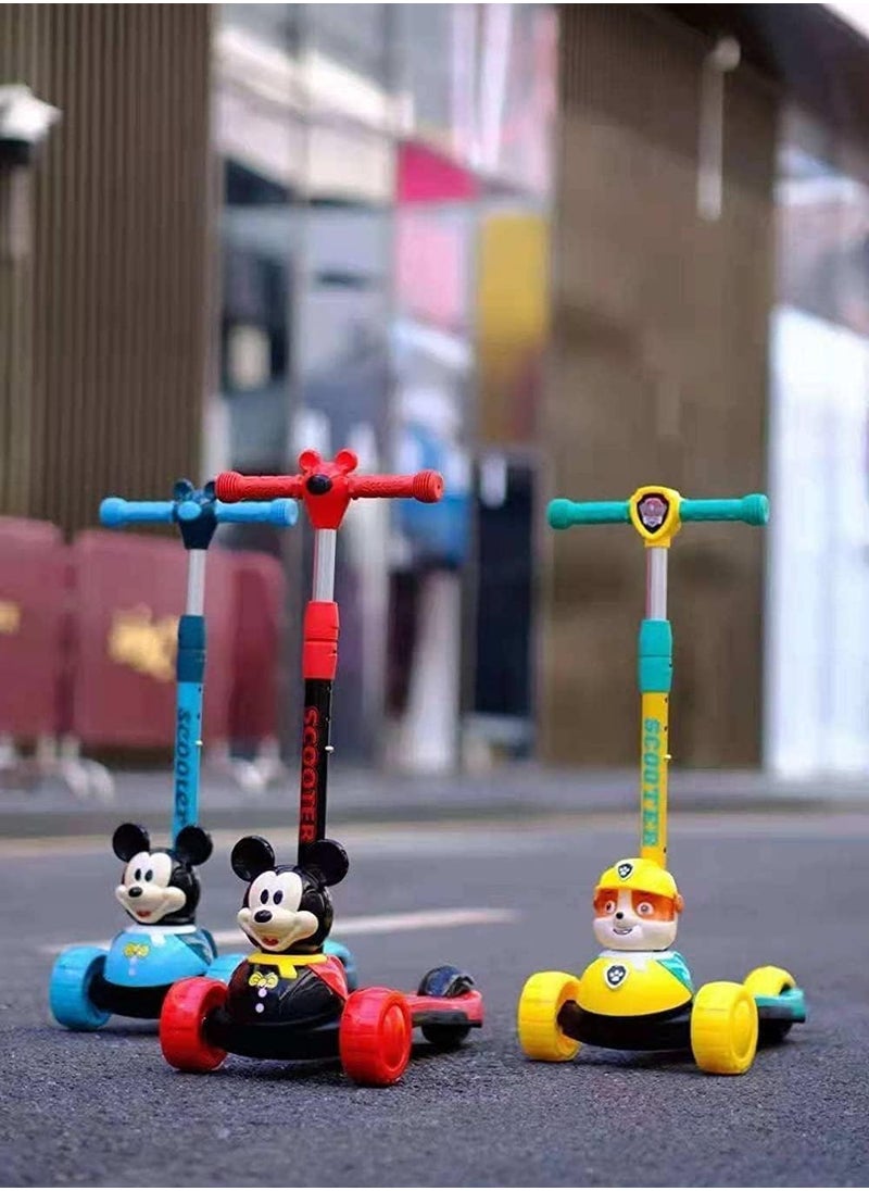 Generic - A scooter for kids aged 2 to 12 years, equipped with three lightweight wheels and fun music, suitable for both boys and girls aged 3 and above, in the distinctive Mickey red color! - Image 1