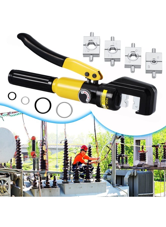 مجموعة أدوات التجعيد الهيدروليكية لكابلات الأسلاك الكهربائية 10-400 مم، أداة تجعيد بسقاطة 16 طن، مجموعة قوالب أداة التجعيد الهيدروليكية لكابلات الأسلاك الكهربائية (YQK-70) - Image 3