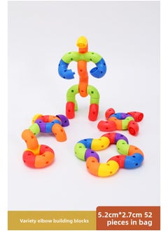 Desktop Variety Bending Tube Building Blocks Kindergarten Children's Splicing Bending Toy Tube Fine Motion System Training Equipment-Color:Varied Elbow Building Blocks 500g 52 Color Random