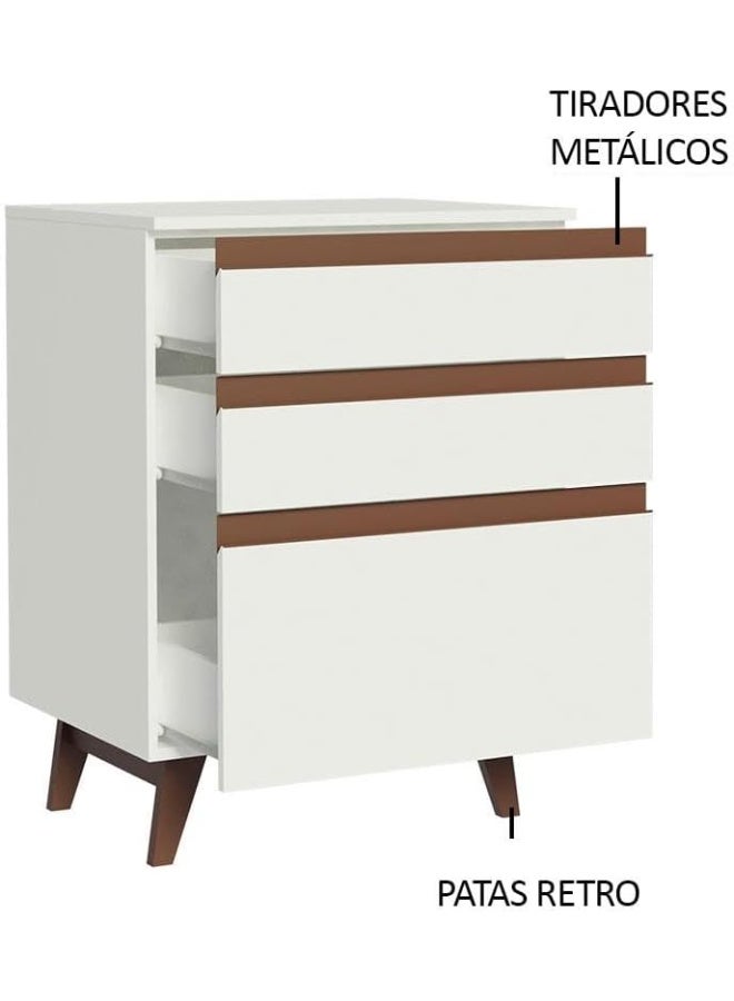 طاولة مع 3 أدراج، خشب - 60 × 83 × 52 سم - أبيض من ماديسا - Image 4