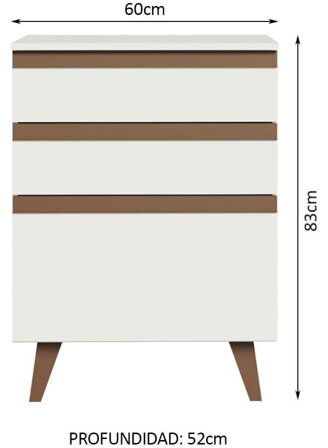 طاولة مع 3 أدراج، خشب - 60 × 83 × 52 سم - أبيض من ماديسا - Image 2