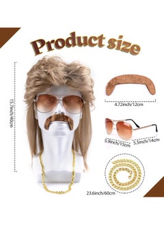 Excefore Mullet Wig, Brown Mullet Wigs Men for Mullet Party Pop Party 70s 80s Rocking Disco Wig Costume Fancy Dress Wig Afro Wig Costume Accessory  - Image 5