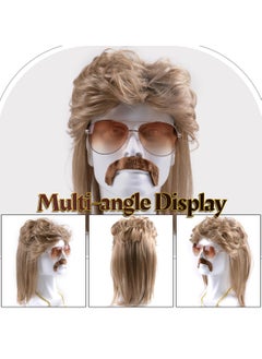 Excefore Mullet Wig, Brown Mullet Wigs Men for Mullet Party Pop Party 70s 80s Rocking Disco Wig Costume Fancy Dress Wig Afro Wig Costume Accessory  - Image 2