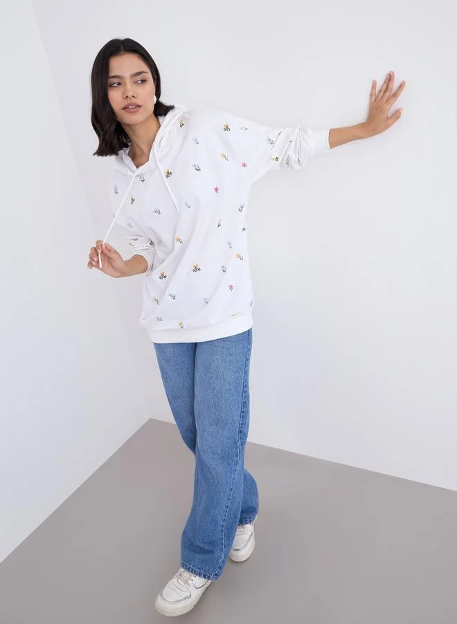 Styli Styli Embroidered Floral Hoodie