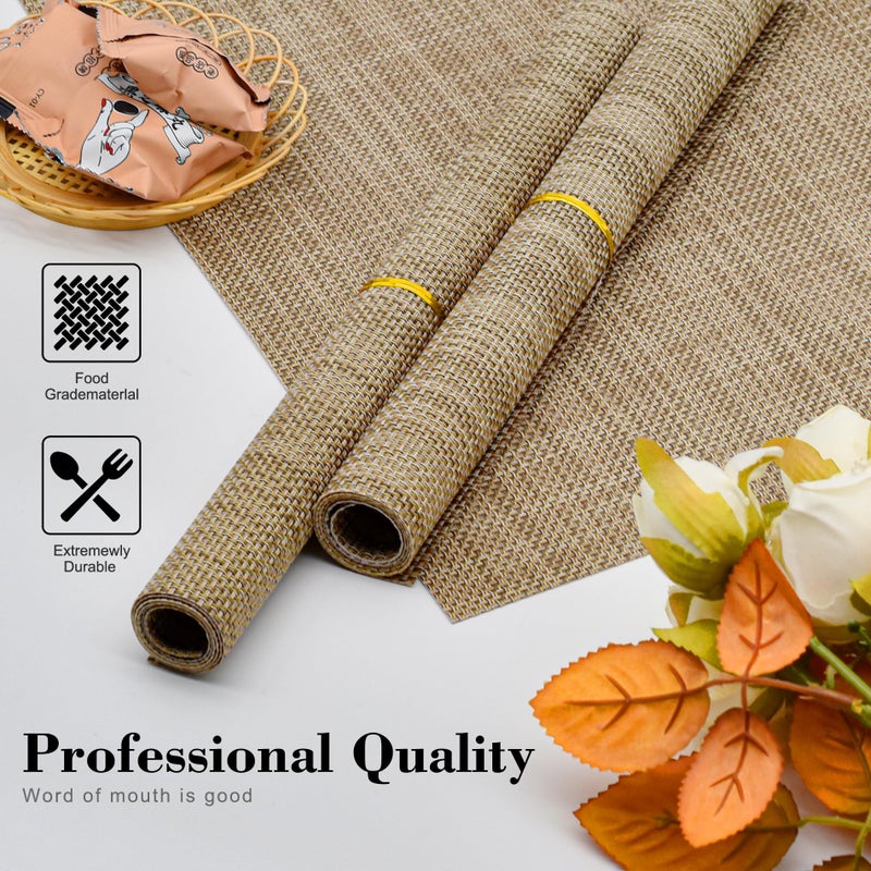 CADONO Placemats Set of 6 Washable Indoor/Outdoor Vinyl Place Mats for Dining Table Durable Non-Slip Heat Resistant PVC Weave Table Matsï¼ˆKhakiï¼‰ - Image 5