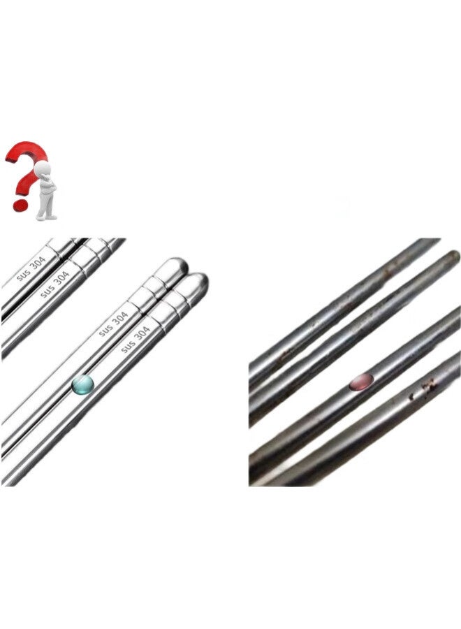 GRASEY 304 Stainless Steel Chopsticks, Non-Slip, Heat-Resistant, Durable, For Home Use, Metal Chopsticks, Six-Ring Chopsticks, 10 Pairs, Gy7512 - Image 2