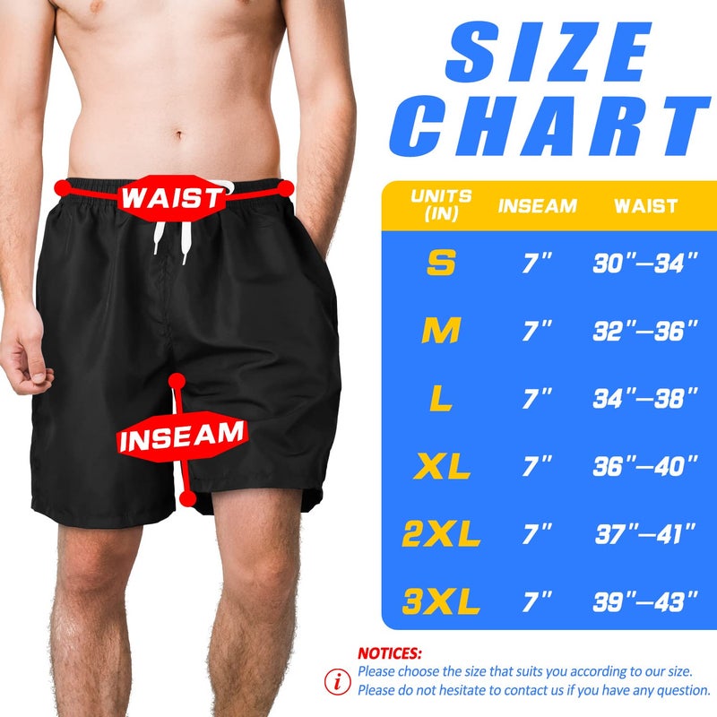 Scotamalone Mens Swim Trunks Swimming Shorts Swimwear Bathing Suits Quick Dry 7 Inch with Mesh Lining Black - Image 5