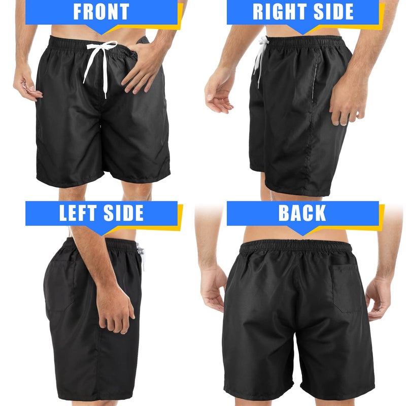 Scotamalone Mens Swim Trunks Swimming Shorts Swimwear Bathing Suits Quick Dry 7 Inch with Mesh Lining Black - Image 2