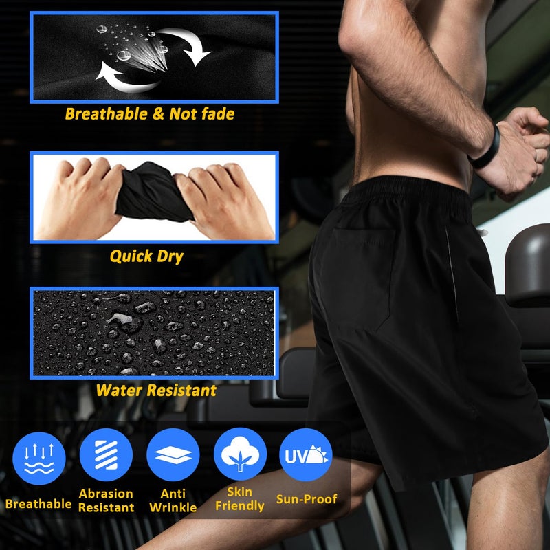 Scotamalone Mens Swim Trunks Swimming Shorts Swimwear Bathing Suits Quick Dry 7 Inch with Mesh Lining Black - Image 3