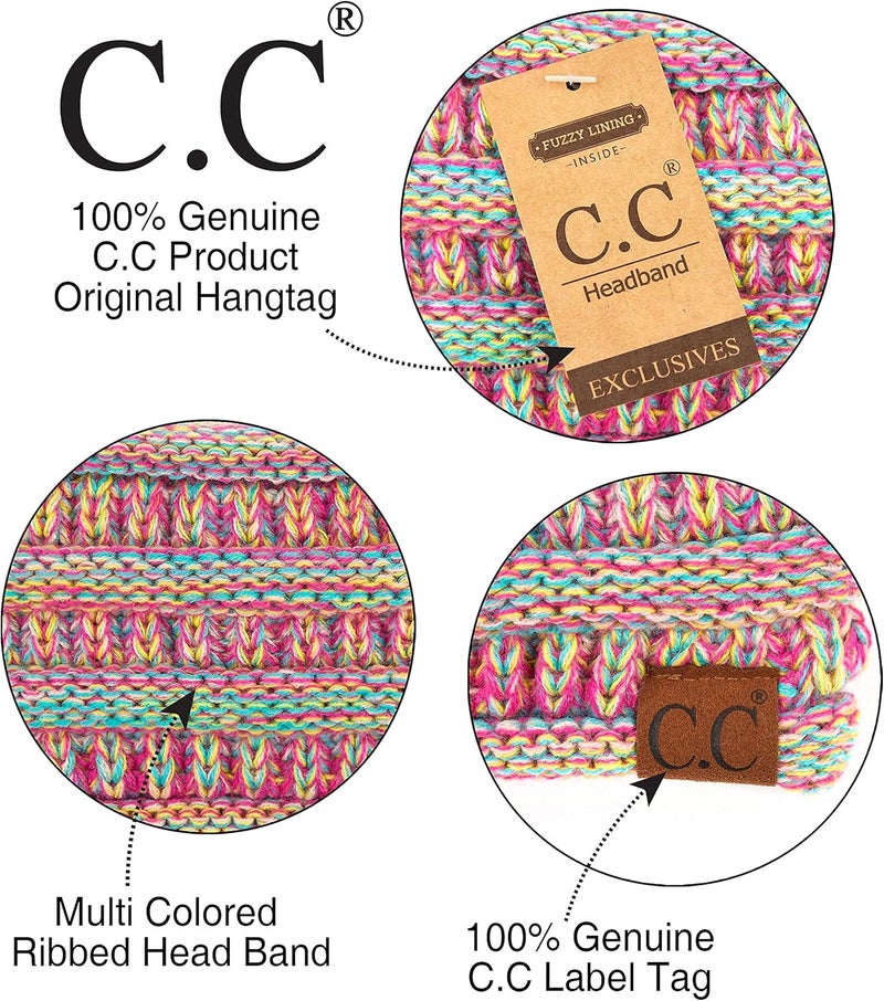 Cc Winter Fuzzy Fleece Lined Thick Knitted Diagonal Stripes Criss-Cross Pattern Headband Headwrap (HW-2060) - Image 3