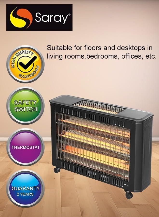 SARAY Turkish Electric Room Heater with Adjustable  WHT 6040  Thermostat, Advanced Safety Features, Portable Design with Wheels, and Even Heating for Reliable Winter Comfort at Home or Office - Image 4