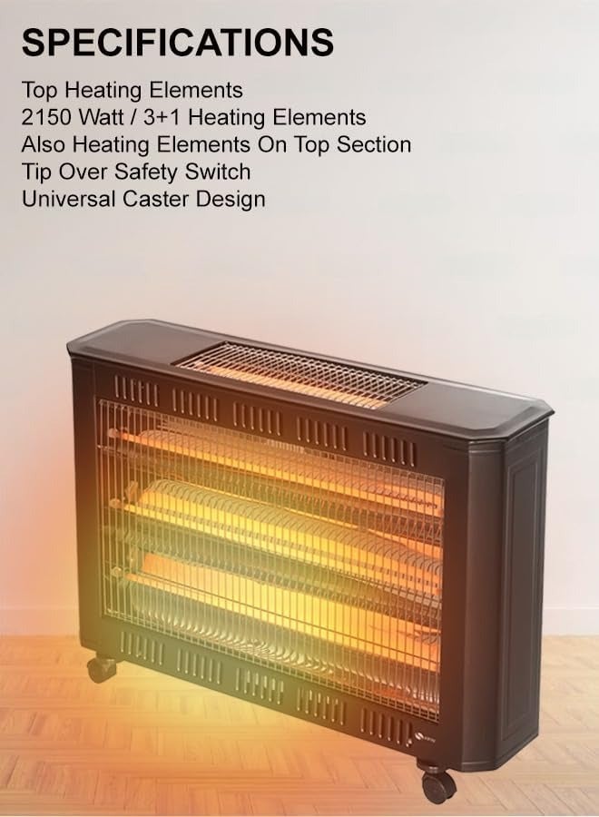 SARAY Turkish Electric Room Heater with Adjustable  WHT 6040  Thermostat, Advanced Safety Features, Portable Design with Wheels, and Even Heating for Reliable Winter Comfort at Home or Office - Image 5