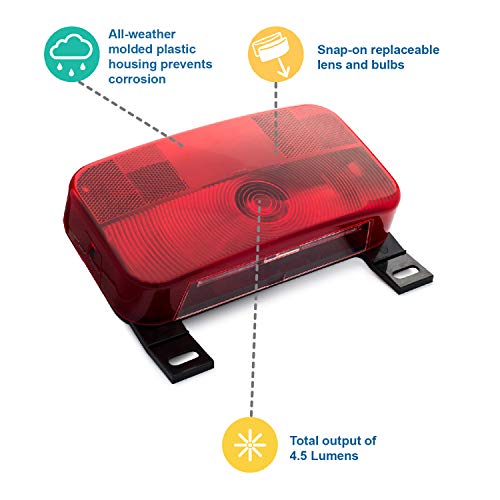 Lumitronics Red Surface Mount Light, License Bracket and License Light, Stop/Turn/Tail for RV, Trailer, Camper, 5th Wheel, Motorhome (Black) - Image 4