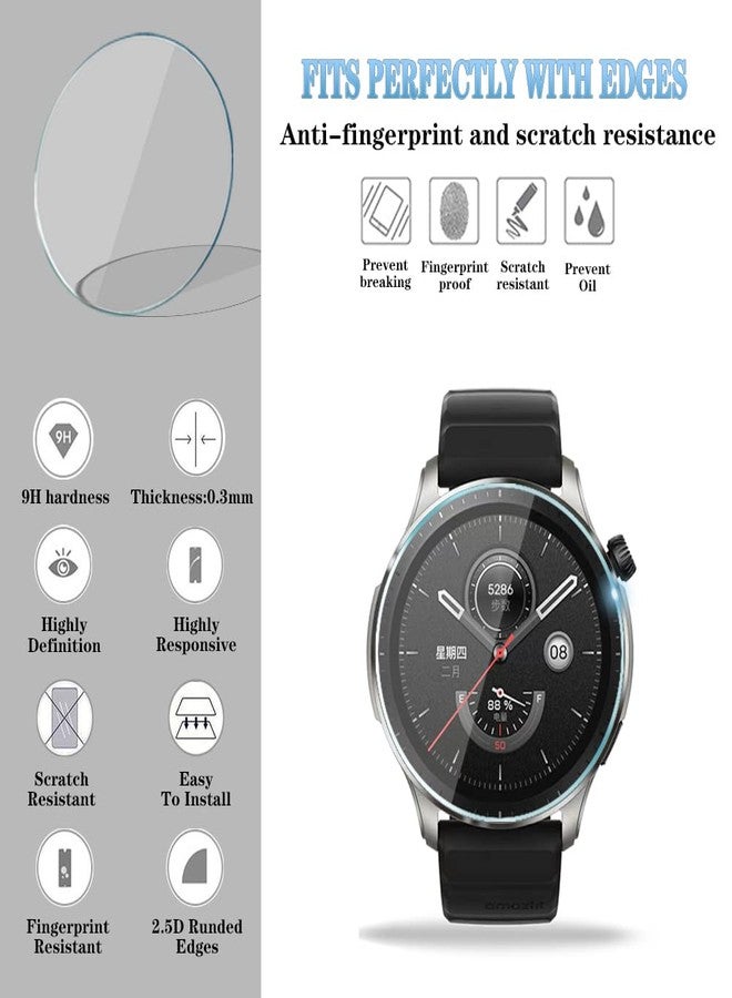 Huadu واقي شاشة ساعة HUADU متوافق مع Amazfit GTR 4، فيلم زجاج مقسى مضاد للخدش عالي الدقة تغطية كاملة وحافظة TPU ناعمة - Image 3