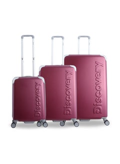 Discovery Focus ABS Hardside Travel Luggage Set, Durable Lightweight 4 Double Wheel Bag, Extra Secure Combination Lock Suitcase 3 Pcs, Expandable Trolley Small,Medium,Large(20+24+28 Inch) Purple