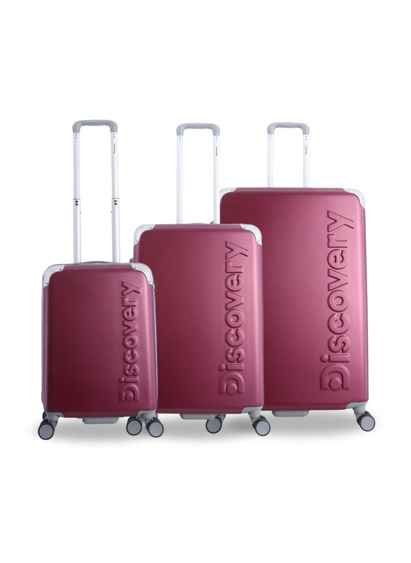 Discovery - Discovery Focus ABS Hardside Travel Luggage Set, Durable Lightweight 4 Double Wheel Bag, Extra Secure Combination Lock Suitcase 3 Pcs, Expandable Trolley Small,Medium,Large(20+24+28 Inch) Purple - Image 1