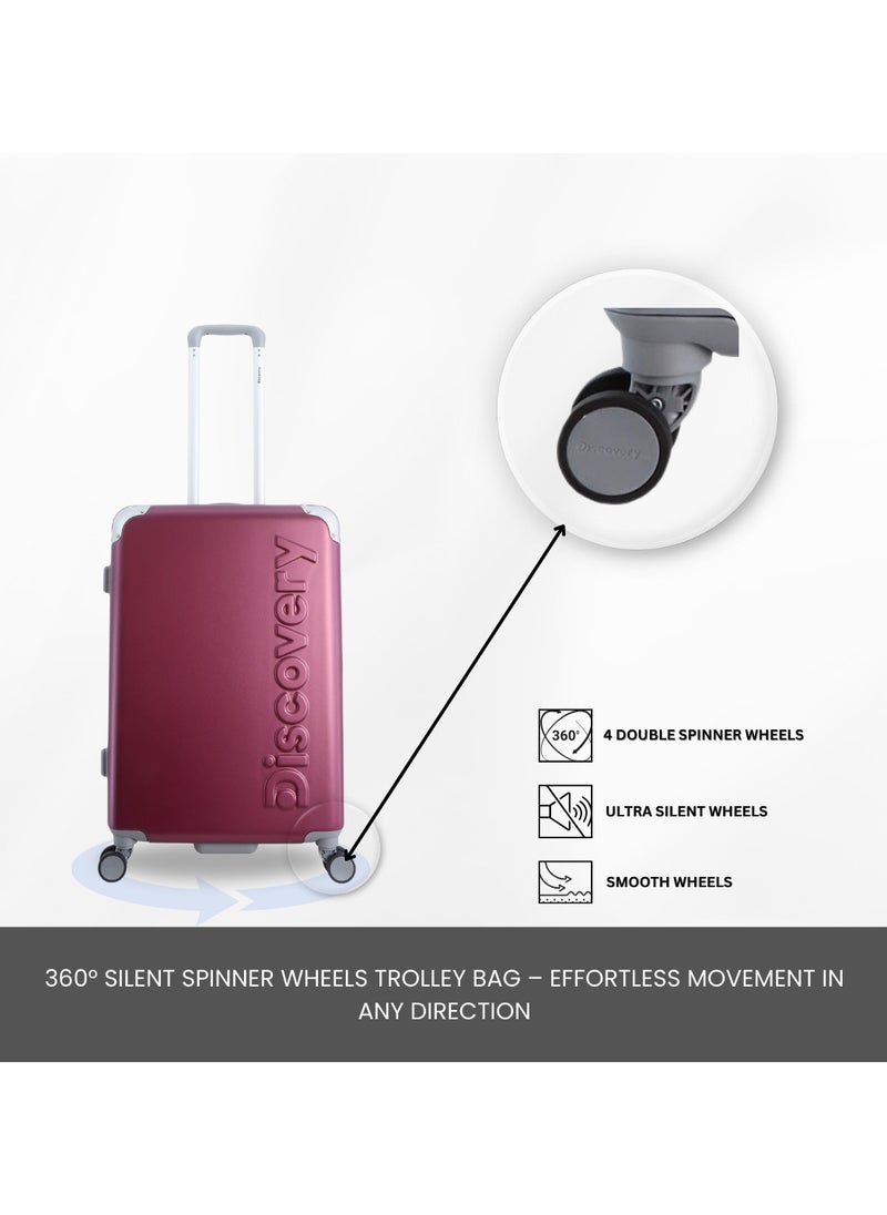 Discovery - Discovery Focus ABS Hardside Travel Luggage Set, Durable Lightweight 4 Double Wheel Bag, Extra Secure Combination Lock Suitcase 3 Pcs, Expandable Trolley Small,Medium,Large(20+24+28 Inch) Purple - Image 1