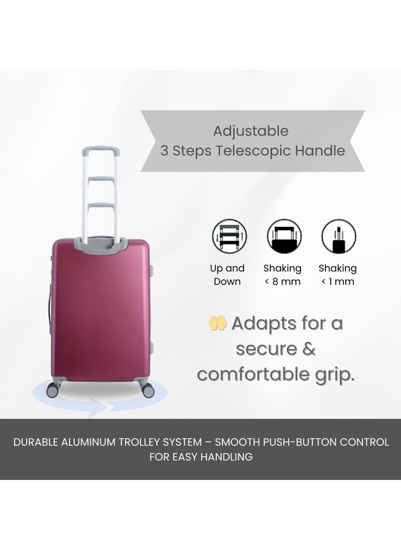 Discovery - Discovery Focus ABS Hardside Travel Luggage Set, Durable Lightweight 4 Double Wheel Bag, Extra Secure Combination Lock Suitcase 3 Pcs, Expandable Trolley Small,Medium,Large(20+24+28 Inch) Purple - Image 1