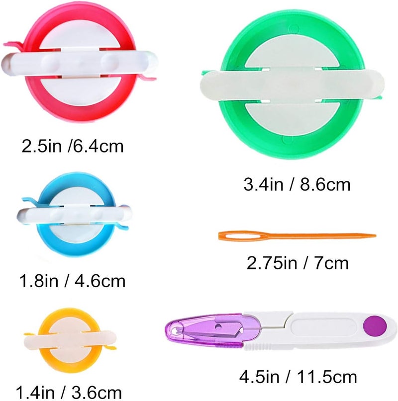 Ayasee Pompom Maker Kits, Pom pom Knitting Loom Kit Fluff Ball Weaver Needle Craft DIY Knitting Crochet Craft Tool Kit, 4PS Pompom Maker+10PS Knitting Stitch Markers+10PS Plastic Needles+1PS Scissors(25) - Image 3