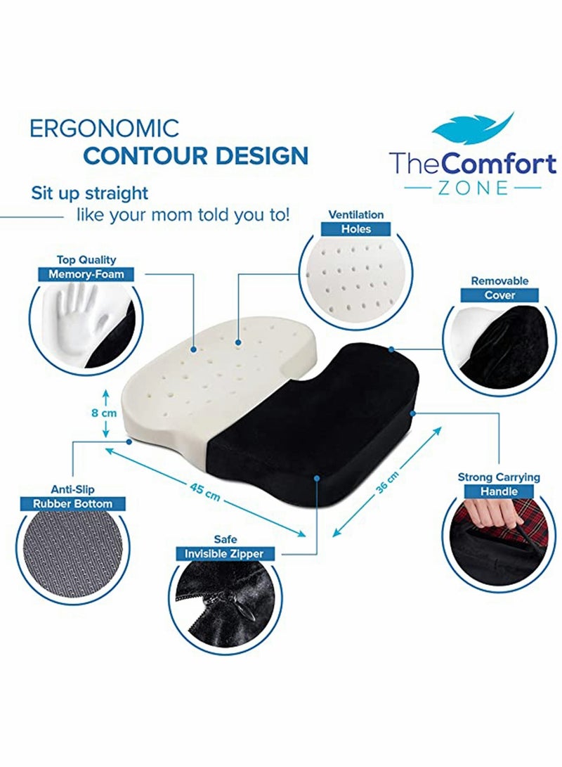 SYOSI Chair Cushions, Back Support Cushion for Office Chair, Seat Cushions, Coccyx Cushion, Office Chair Cushion, Car Seat Pad, Memory Foam Chair Cushion for Sciatica, Hemorrhoid & Back Pain  - Image 5