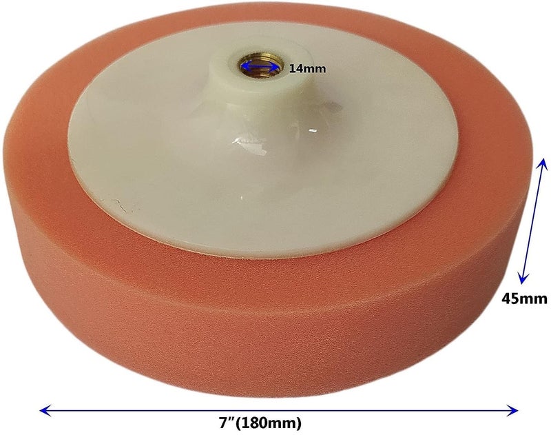 Inditrust New 180mm M-14 Thread Auto Car Detailing Polishing Pads Sponge Buffing Waxing Pad Wheel for Car Polisher Buffer Orange Pad Car Styling Vehicle Polisher (7 inch) - Image 2