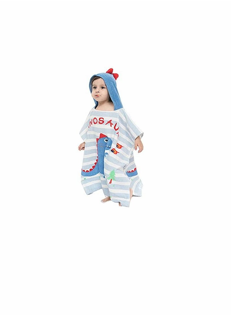 Excefore Kids Bath/Pool/Beach Hooded Poncho Towel-Cartoon Animal Pattern Cotton Beach Towel for Baby and Kids (Dinosaur)  - Image 1