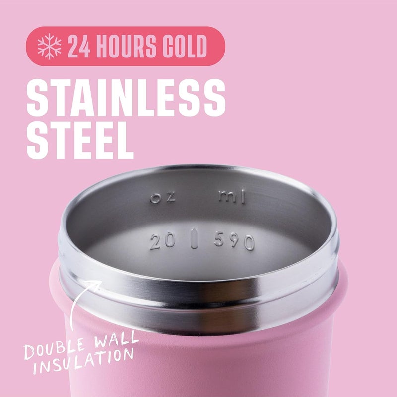 BlenderBottle Blender Bottle Strada Sleek Shaker Cup Insulated Stainless Steel Water with Wire Whisk, 25-Ounce, Flamingo Ombre - Image 2