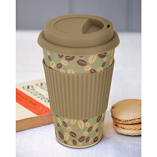 Freelance Bamboo Fibre Eco Travel Mug, 400ml, Coffee Color - Coffee Mugs with Silicon Lid & Sleeve - Eco-Friendly Sustainable Bamboo Fiber Cup for Hot/Cold Drinks - Ideal for Travel, Office, Home Use - Image 1