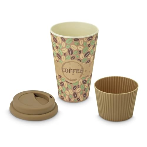 Freelance Bamboo Fibre Eco Travel Mug, 400ml, Coffee Color - Coffee Mugs with Silicon Lid & Sleeve - Eco-Friendly Sustainable Bamboo Fiber Cup for Hot/Cold Drinks - Ideal for Travel, Office, Home Use - Image 3