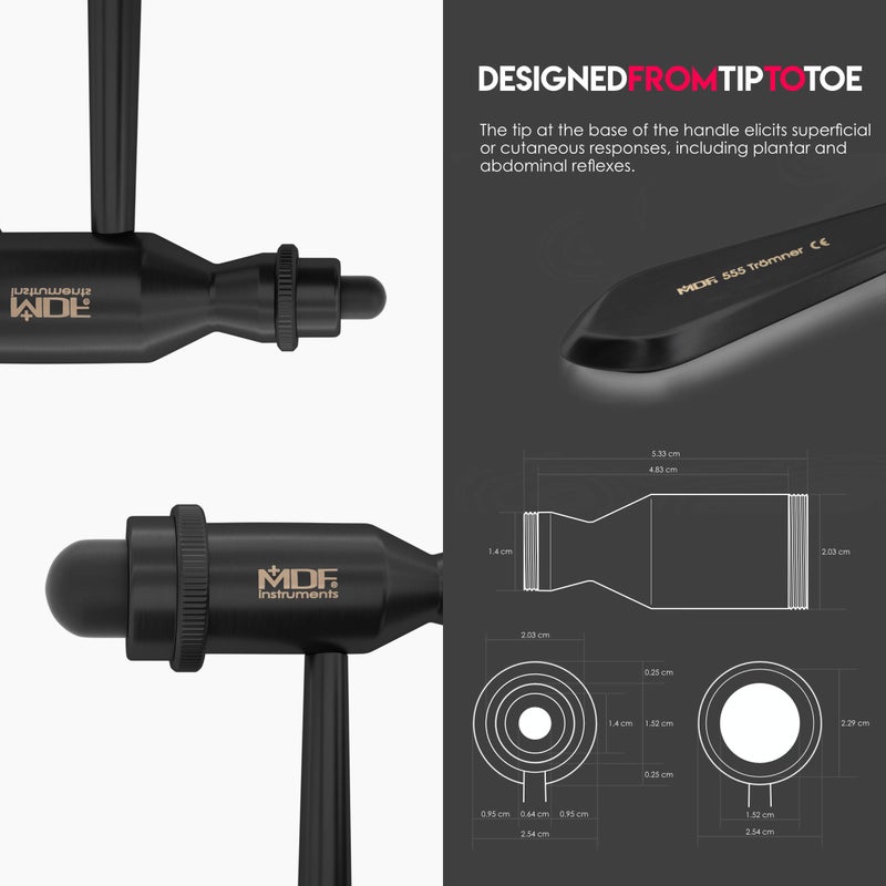 MDF Instruments, Tromner Neurological Reflex Hammer with Pointed Tip Handle for Cutaneous and Superficial Responses - Free-Parts-for-Life (MDF555) (All Black (Blackout)) - Image 5