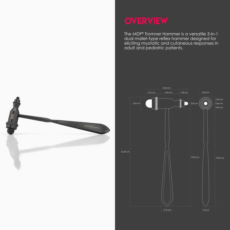 MDF Instruments, Tromner Neurological Reflex Hammer with Pointed Tip Handle for Cutaneous and Superficial Responses - Free-Parts-for-Life (MDF555) (All Black (Blackout)) - Image 2