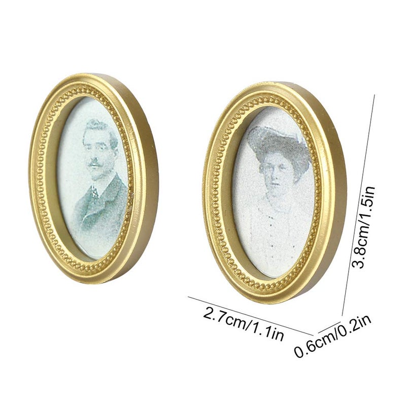 Medieval European Style Plastic Oval Frame Dollhouse Miniature 2 Pieces - Image 5