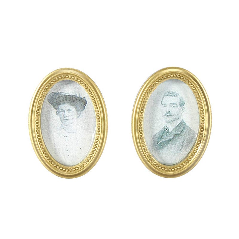 Medieval European Style Plastic Oval Frame Dollhouse Miniature 2 Pieces - Image 2