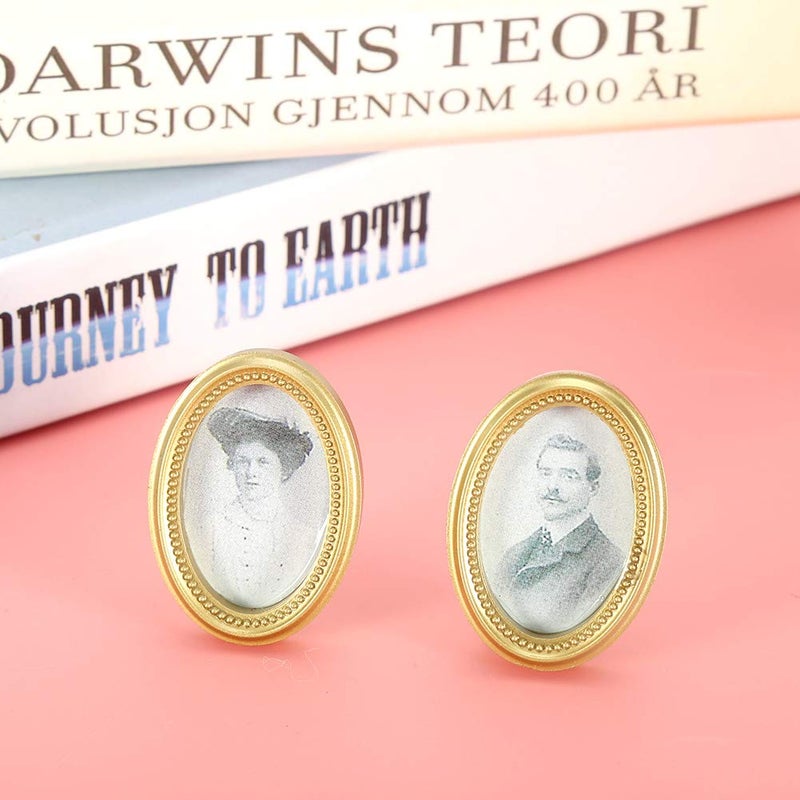 Medieval European Style Plastic Oval Frame Dollhouse Miniature 2 Pieces - Image 3