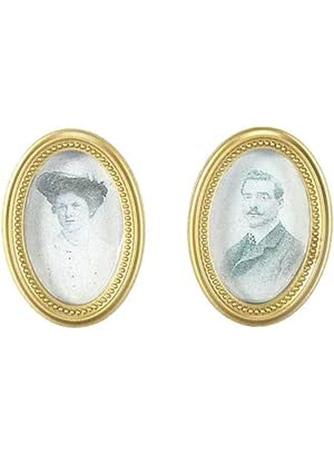 Medieval European Style Plastic Oval Frame Dollhouse Miniature 2 Pieces - Image 1
